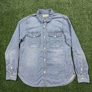 Madewell Button Up Shirt Women's Size S Blue Long Sleeve Denim Western Chambray